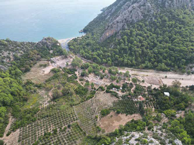 Aerial view of Olympos archaeological landscape